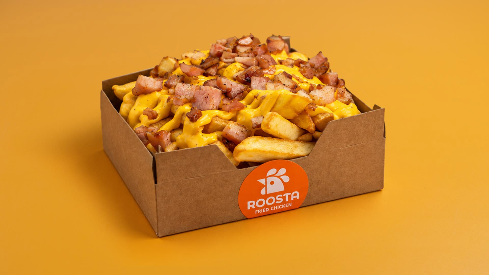 Loaded fries with cheddar & bacon — ROOSTA Fried Chicken Zakynthos