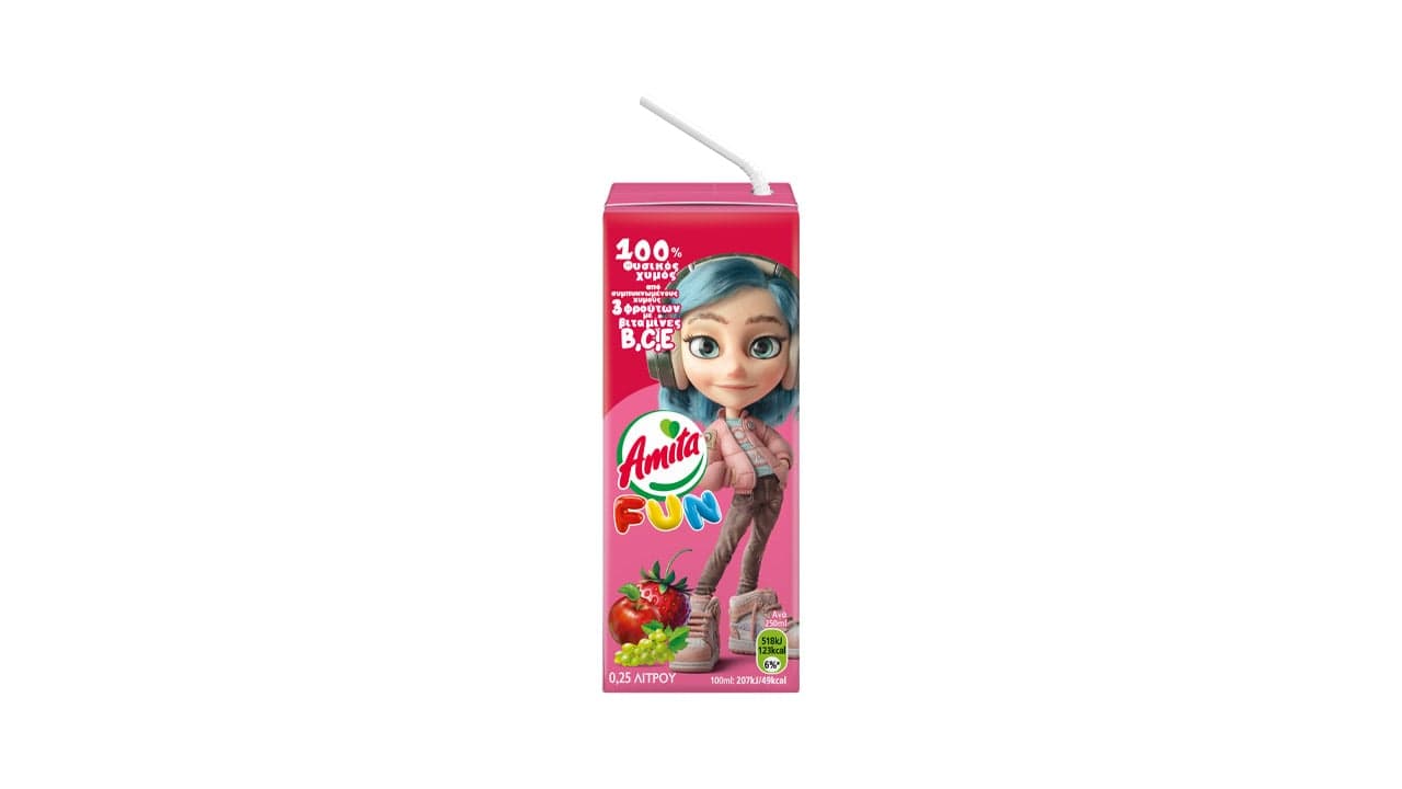 Amita Fun strawberry 250ml — ROOSTA Fried Chicken Zakynthos